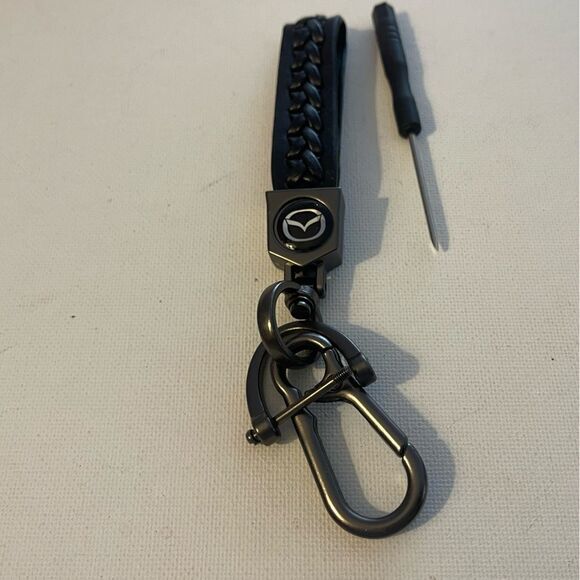 Mazda key fob Keychain in black leather NWT - Picture 2 of 4